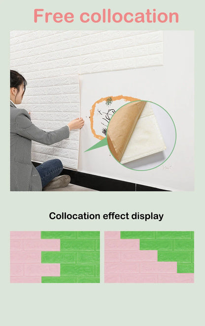 Pvc Brick Pattern Self-adhesive Wallpaper DIY Room Decor 1-10pcs 70cmX1m Waterproof Wall Stickers 3D Modern Home Decoration