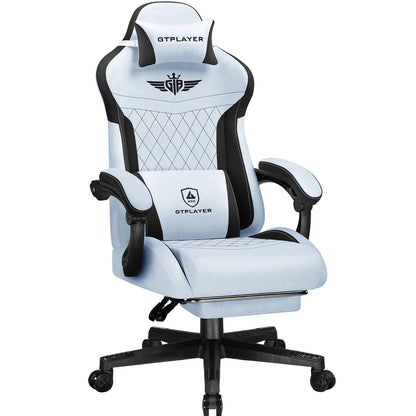 GTPLAYER Gaming Stuhl, Ergonomischer Gamer Stuhl aus Kunstleder-Stoff mit Lendenwirbelstütze, PC-Stuhl mit verbreiterter Rückenl