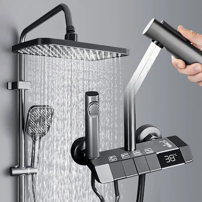 Bathroom showroom Set Gun gray Piano Digital Display Home Bathroom Shower Shore Steel Ultra Thin show Head