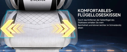 GTPLAYER Gaming Stuhl, Ergonomischer Gamer Stuhl aus Kunstleder-Stoff mit Lendenwirbelstütze, PC-Stuhl mit verbreiterter Rückenl
