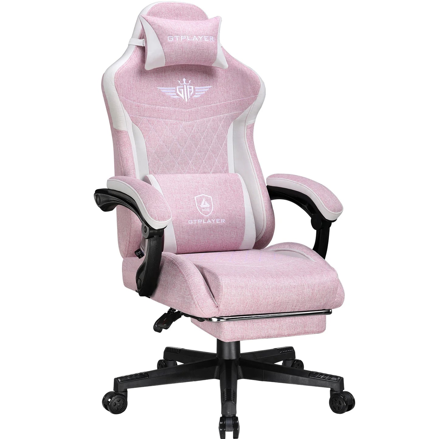 GTPLAYER Gaming Stuhl, Ergonomischer Gamer Stuhl aus Kunstleder-Stoff mit Lendenwirbelstütze, PC-Stuhl mit verbreiterter Rückenl