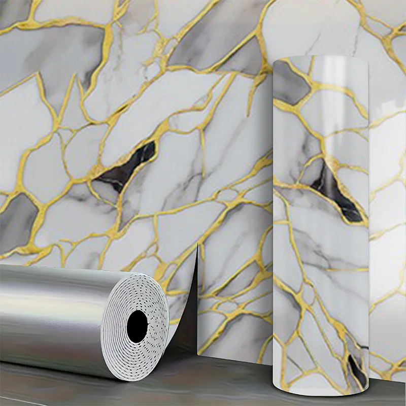 Marble imitation ceramic tile waterproof self-adhesive PVC wall sticker for living room kitchen bedroom decoration stickers