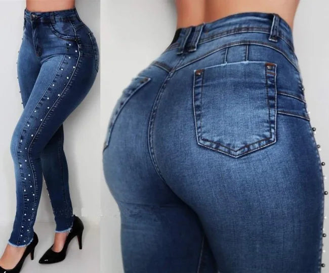 New Arrival Women's High Waist Jeans Fashion Slim High Elastic Jeans Skinny Denim Pencil Pants butt shaping jeans S-2XL.