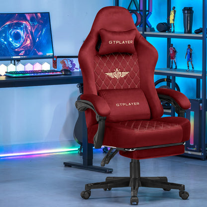 GTPLAYER Gaming Stuhl Stoff Gaming Chair Ergonomisch Bürostuh PC Stuhl, Verstellbarer und Drehbarer Schreibtischstuh