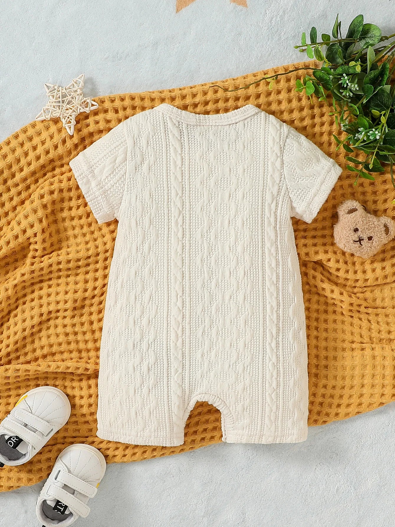 Baby Sommer Unisex Kurzarm Solide Mit Tasche Adrette Casual Overall Body.