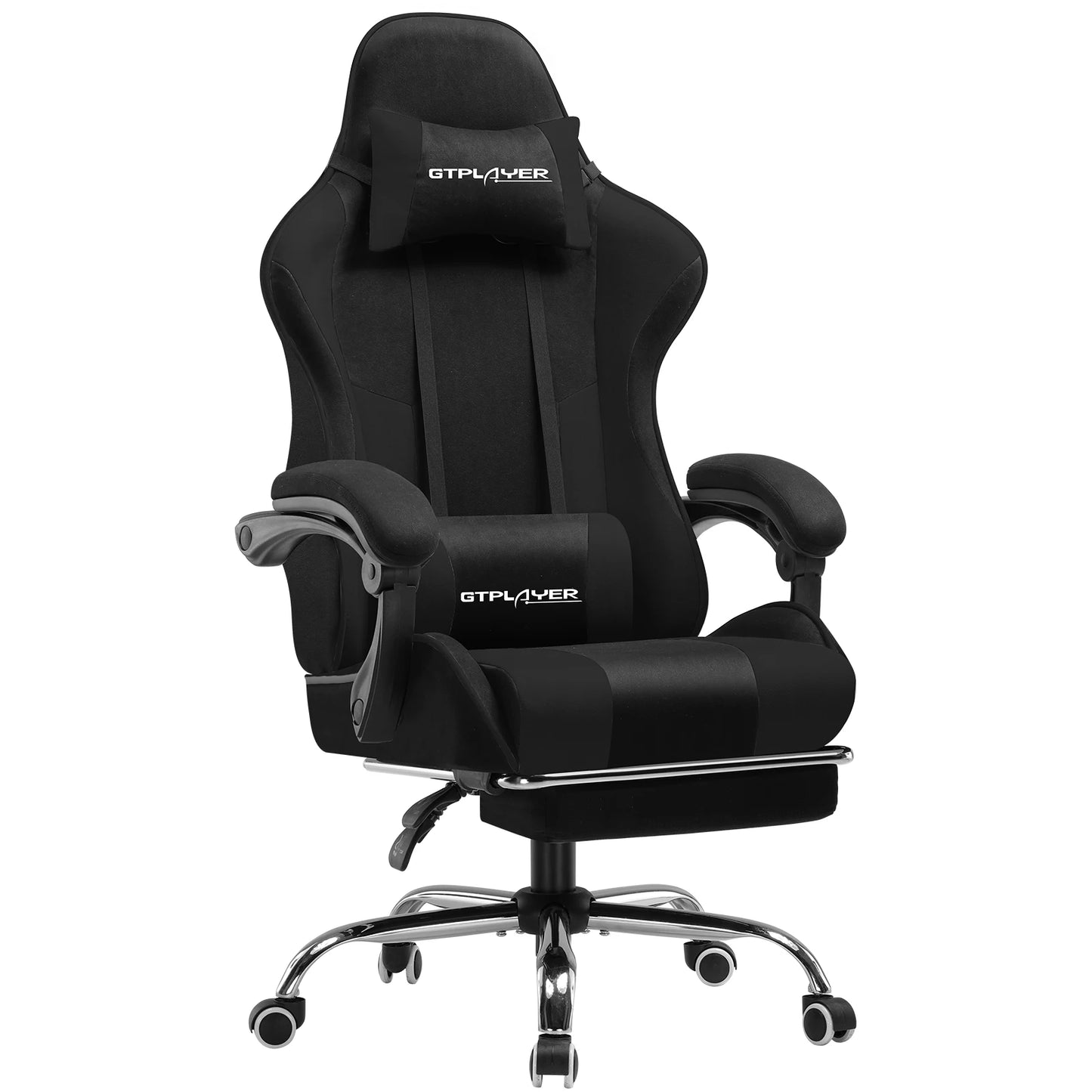GTPLAYER Bürostuhl Gaming Stuhl Stoff Gaming Sessel Ergonomischer Gamer Stuhl mit Fußstütze, Kopfstütze Lendenkissen, Gepolstert