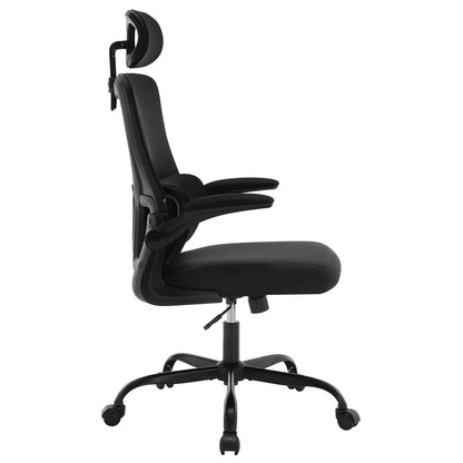 WOLTU Drehbarer Bürostuhl, ergonomischer Netz-Schreibtisch, Computerstuhl, höhenverstellbar, Schaukelfunktion, umkehrbare Armlehnen, Kopfstütze