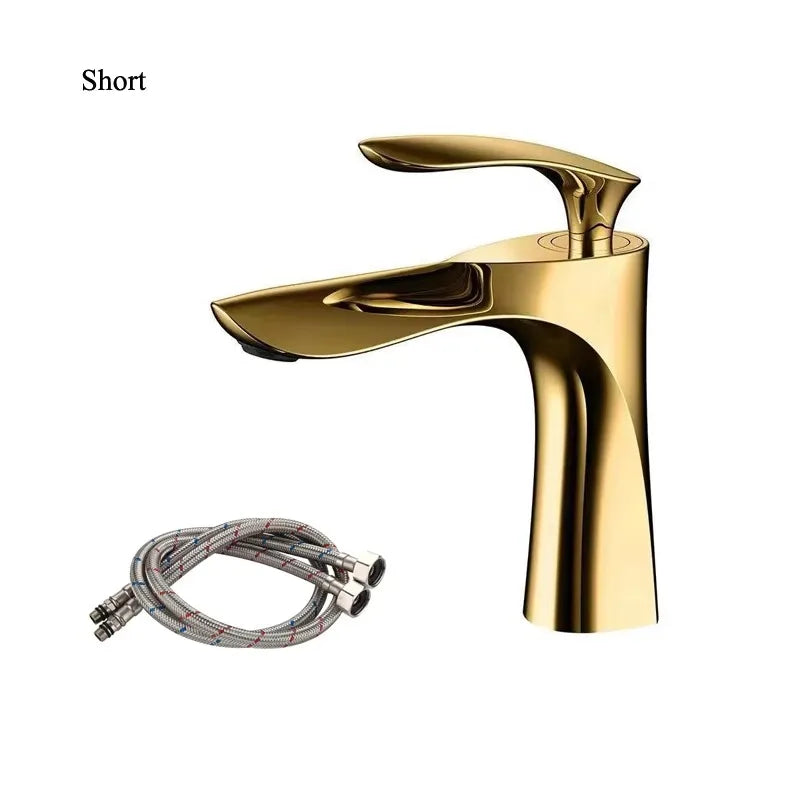 Golden Maple Leaf Basin Faucet For Hot And Cold Water Household Use Raised Washbasin Countertop Basin Single Hole Faucet