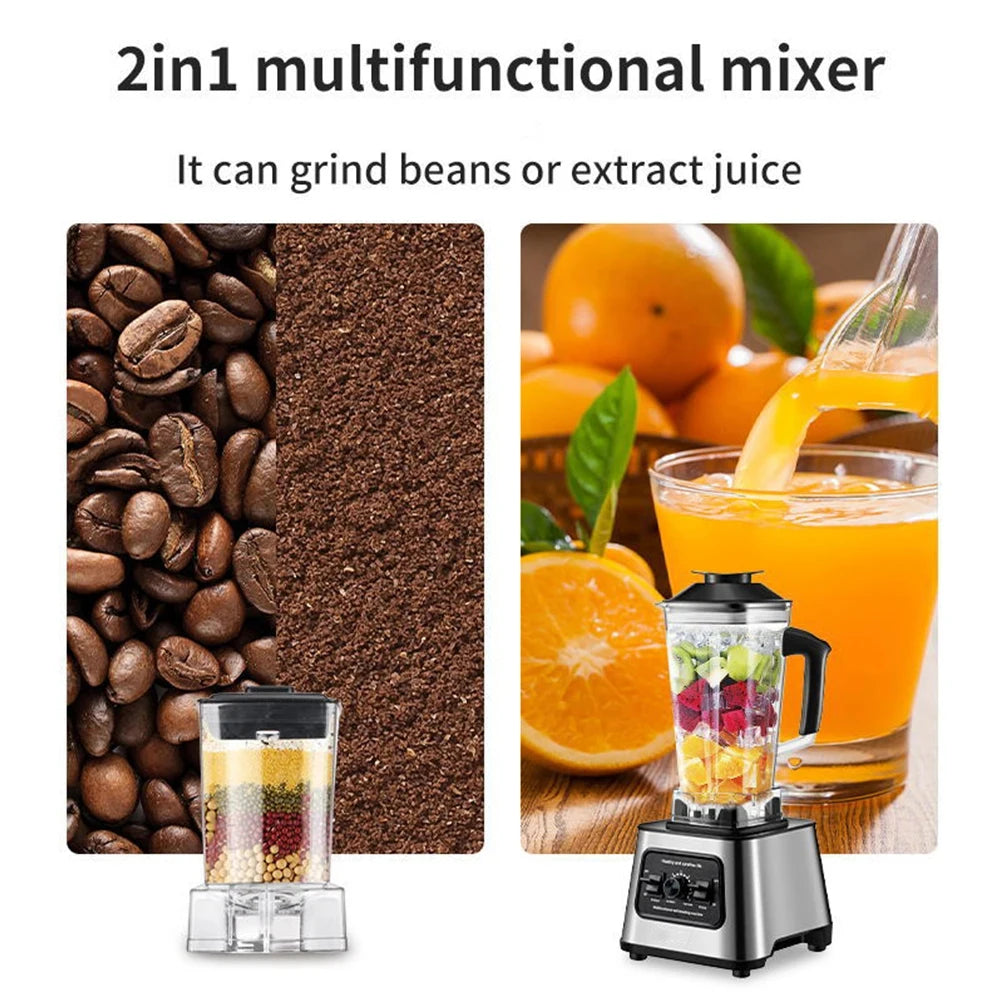 6000W Professional Table Mixer for Ice Nuts Fruit 2.5L Container Heavy Duty Blender Smoothie Maker Kitchen Appliance.