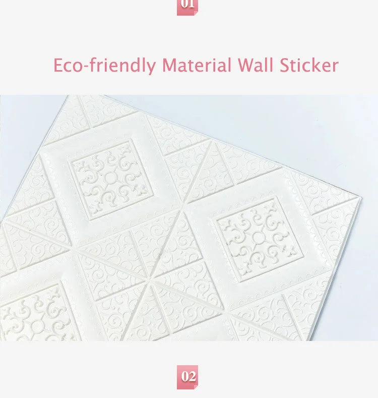 10Pcs 70*70cm Ceiling Wallpaper 3D Brick Waterproof Wall Stickers Foam Wall Paper Self-Adhesive Home Decor