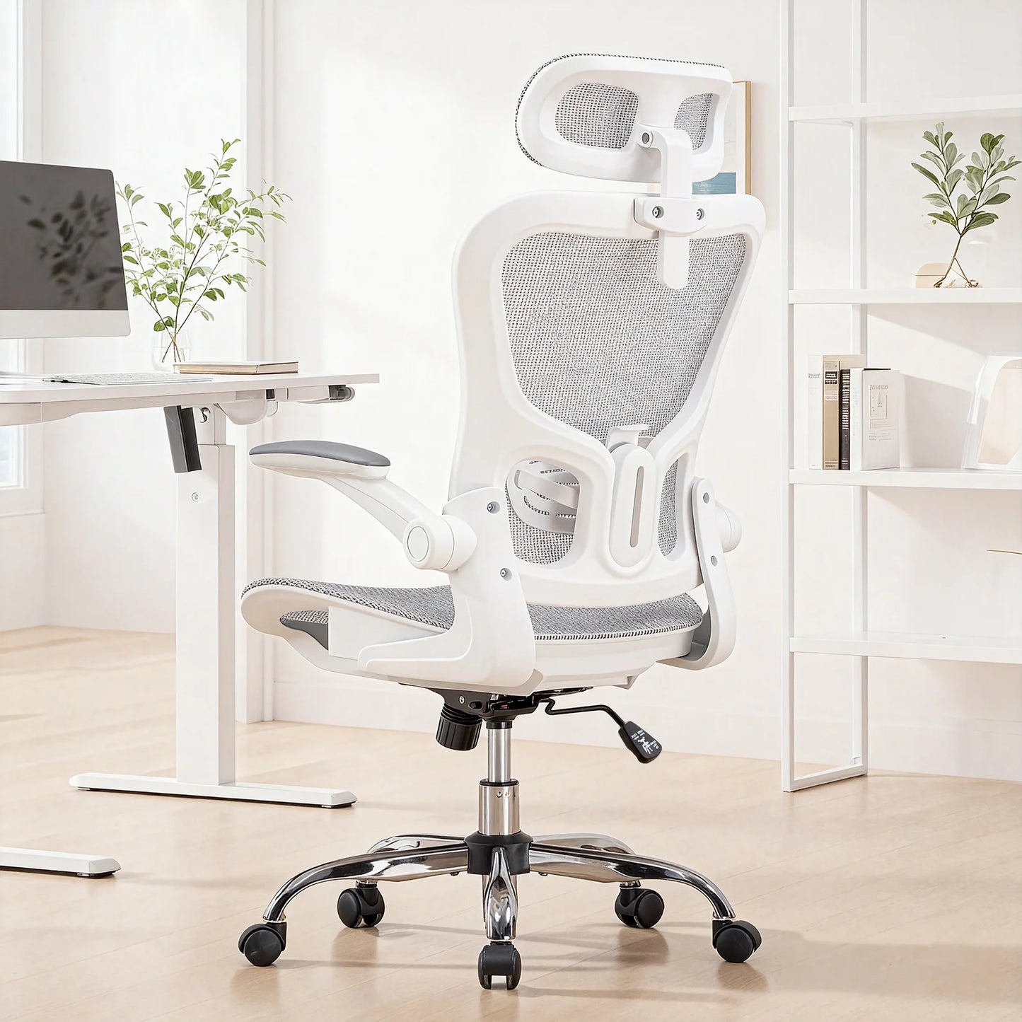 GTPLAYER Bürostuhl Ergonomisch, Schreibtischstuhl mit Verstellbarer Kopfstütze,Gaming Stuhl Wippfunktion, Chefsessel aus Mesh