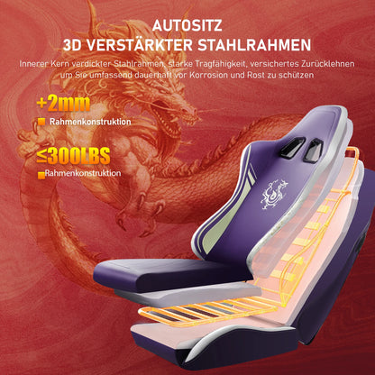 GTPLAYER Gaming Stuhl Gamer Stuhl mit Bluetooth-Lautsprechern und Fußstütze, Dragon Series Bürostuhl, Ergonomischer Gaming-Stuhl