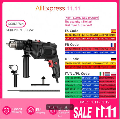 Elektrische Bohrmaschine Schlagbohrmaschine Multifunktions Variable Geschwindigkeit Holz Metall Stein Abschneiden Haushalt Wand Loch Bohren Elektrowerkzeuge