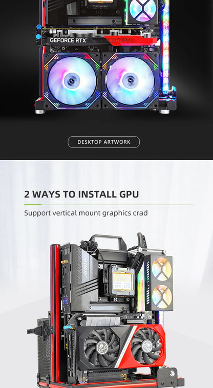 METALFISH BlockCase Aluminum Open Frame Case Support ATX/M-ATX Mainboard GPU Mount Horizontally 240 Water Cooler Gaming Cabinet.