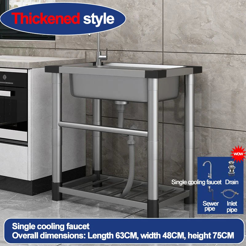 304 stainless steel sink, single-sink sink, household vegetable-washing sink, under-sink sink, large single sink, kitchen water