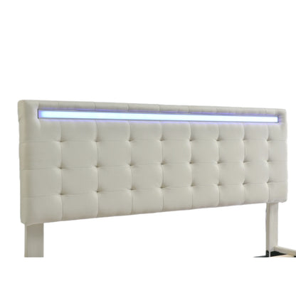 Rosahqnda Polsterbett 140/160x200cm, Doppelbett mit LED, 2 USB, schwebender Bettrahmen, Holzlattenrost, graues Leinen