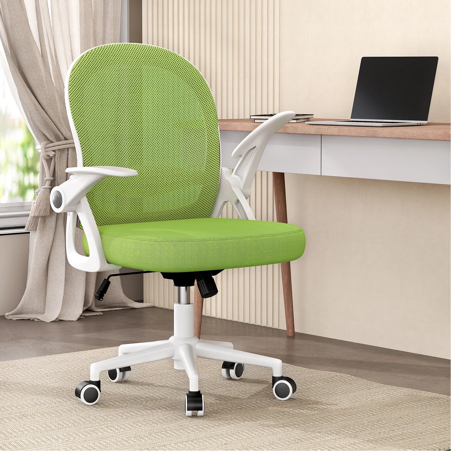 Office Chair Ergonomic Desk Chair Gaming Chairs Mid-Back Mesh Chair Flip-up Armrests Lumbar Support for Home Office