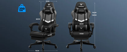 LUCKRACER Gaming Stuhl mit fußstütze Bürostuhl Ergonomisch mit verstellbare Lendenkissen, Kopfkissen Gaming Chair