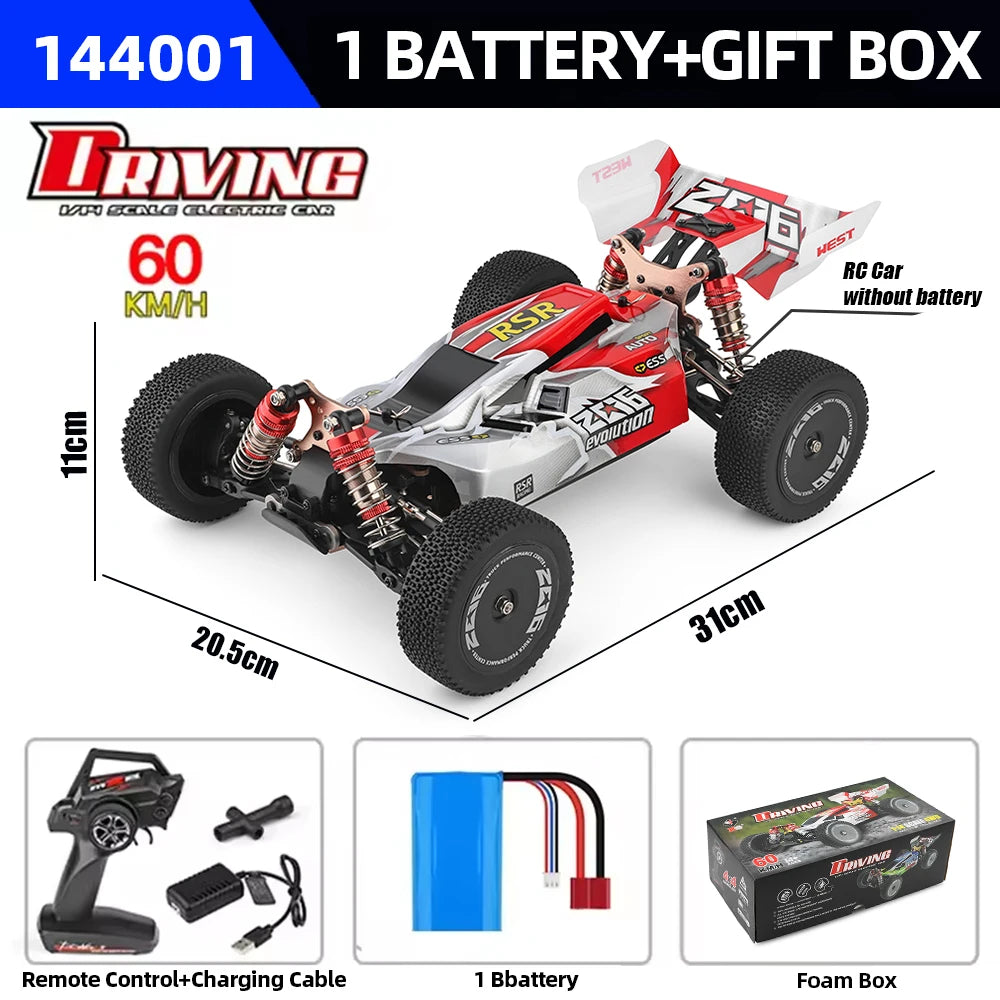 WLtoys 144010 144001 75KM/H 2.4G RC Car Brushless 4WD Electric High Speed Off-Road Remote Control Drift Toys for Children Racing