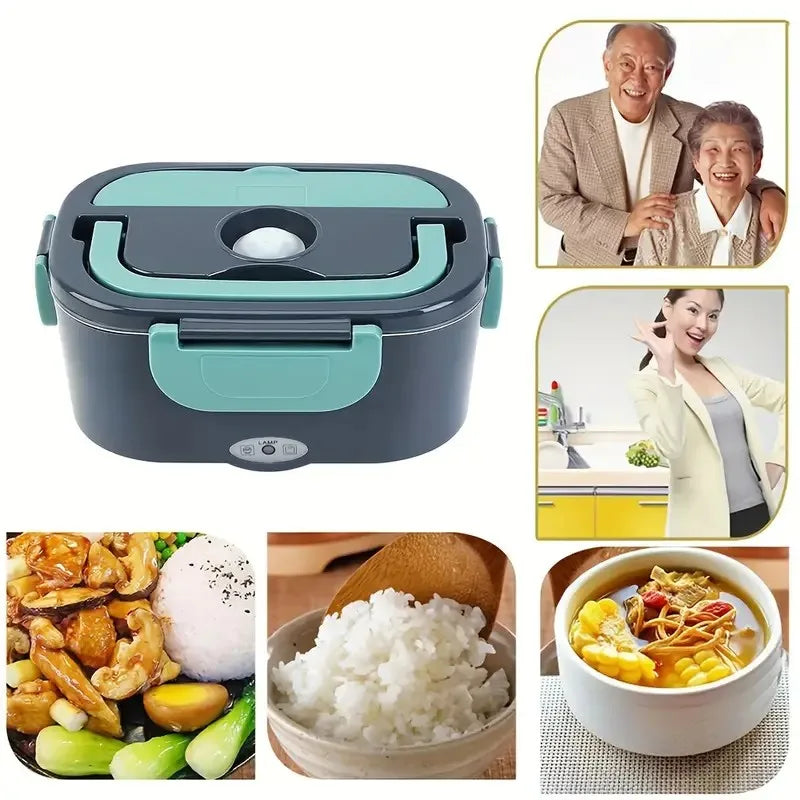 2-In-1 Electric Heating Lunch Box Car+Home 220V 1.5L 60W Portable Stainless Steel Liner Bento Lunchbox Food Container Bento Box.
