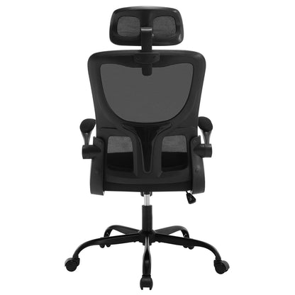 WOLTU Drehbarer Bürostuhl, ergonomischer Netz-Schreibtisch, Computerstuhl, höhenverstellbar, Schaukelfunktion, umkehrbare Armlehnen, Kopfstütze