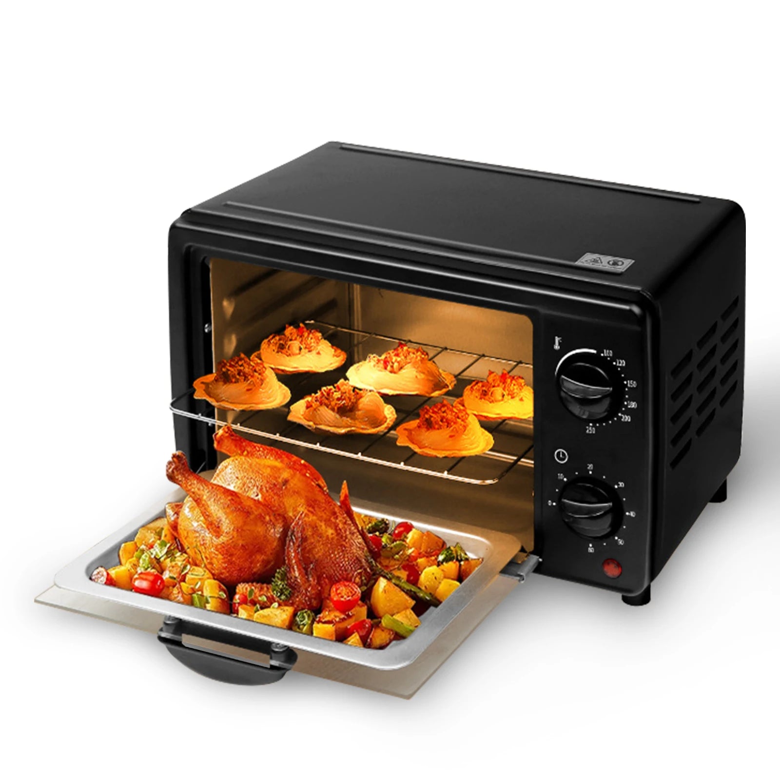 700W 13L Mini Air Fryer Oven - Multi-Function Convection Baker for Baking, Roasting, Healthy Home Cooking (Compact Electric).