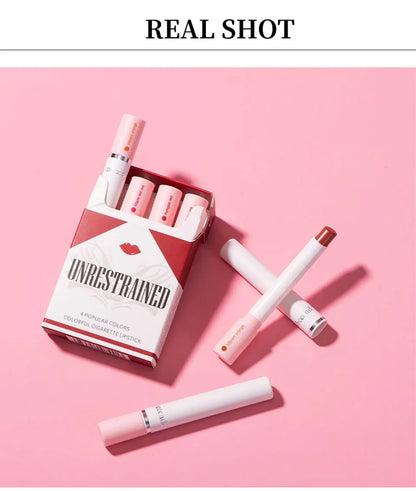 4 pcs/set Cigarette Lipstick Set Long Lasting Lip Glaze Matte Lip Gloss Waterproof Lip Stick Tube Nude Lip Tint Makeup Cosmetics