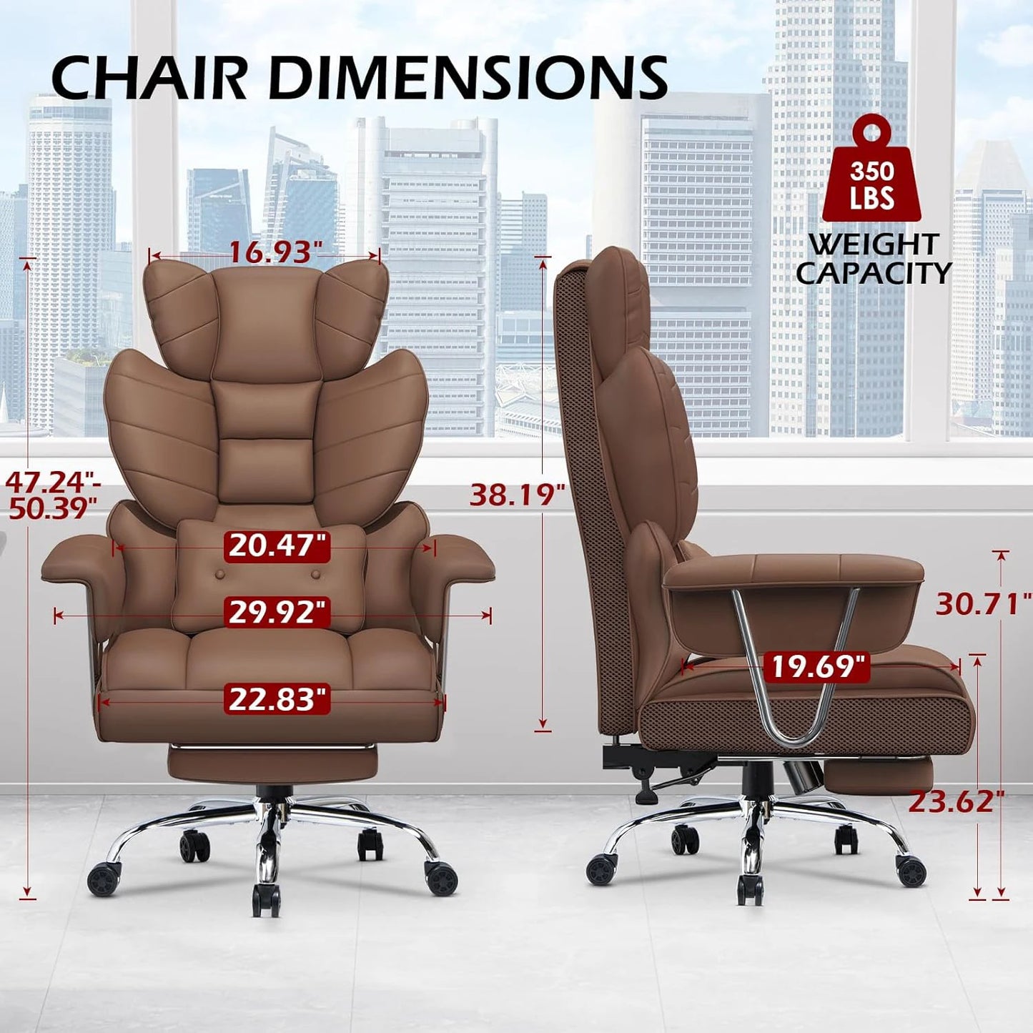 Desk Chairs Ergonomic Office Chair PU Leather Computer Chairs Adjustable Big High Back Executive Chair Swivel Chair