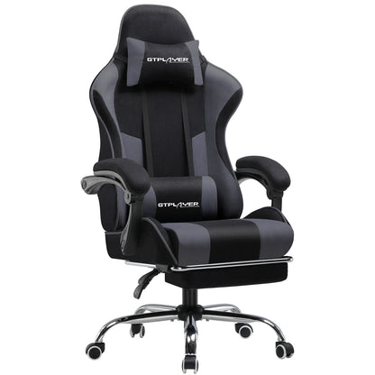 GTPLAYER Bürostuhl Gaming Stuhl Stoff Gaming Sessel Ergonomischer Gamer Stuhl mit Fußstütze, Kopfstütze Lendenkissen, Gepolstert
