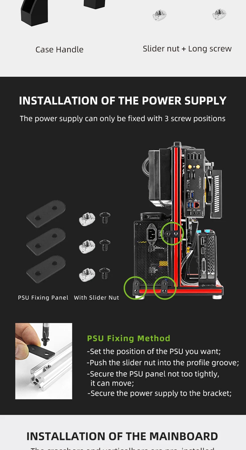 METALFISH BlockCase Aluminum Open Frame Case Support ATX/M-ATX Mainboard GPU Mount Horizontally 240 Water Cooler Gaming Cabinet.