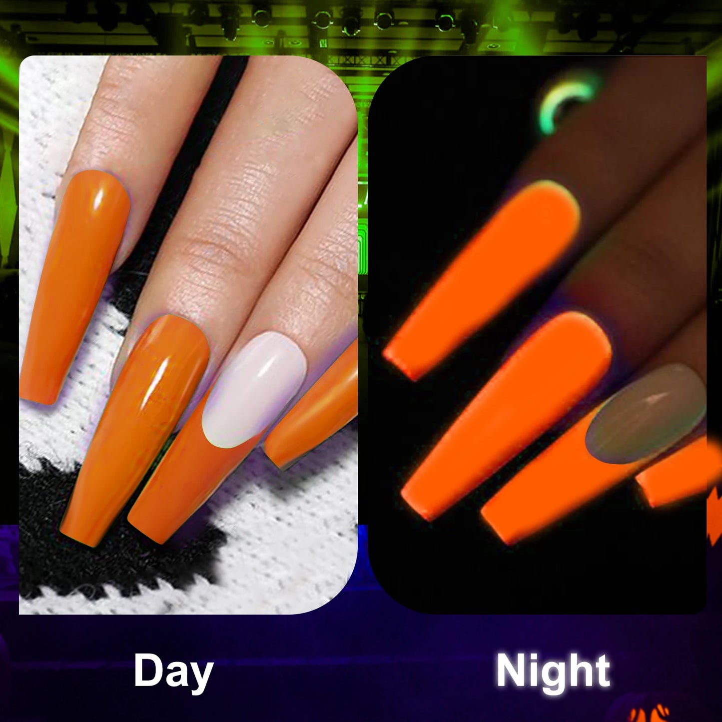 30g Luminous Nail Art Powder Halloween Dipping Powder Pink Pumpkin Orange Glow In Dark Phosphor Powder Party Manicure Salon DIY.