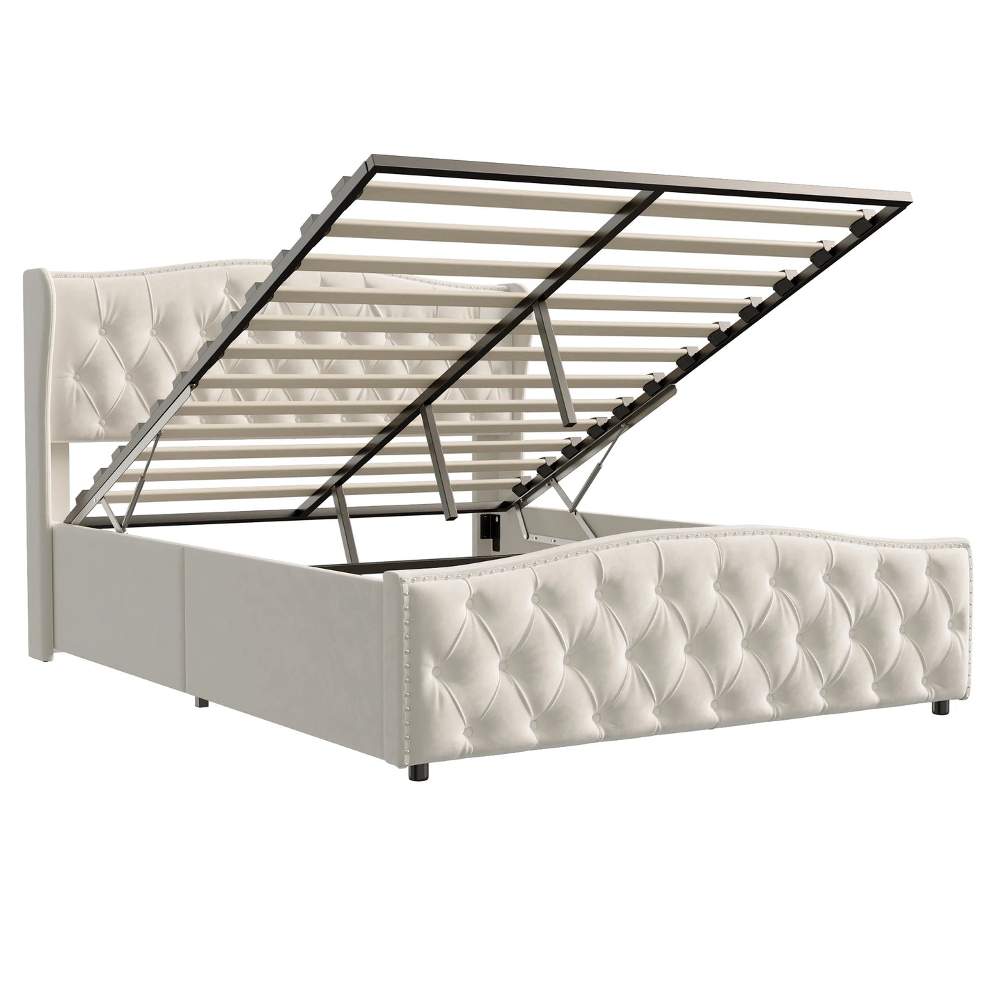 Rosahqnda hydraulisches Bett im modernen Stil, Stilvolles Doppelbett für Jugendliche, Kinder und Erwachsene, ohne Matratze