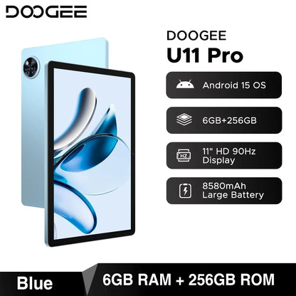 Global Version DOOGEE U11 Pro Android 15 Tablet 30GB(6+24) 256GB 11" HD 90Hz Display 8580mAh Battery Unisoc T7200 Widevine L1