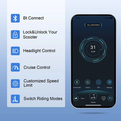 JUICEASE TX01 Electric Scooter for Adults 7.8Ah 350W Powerful Motor up to 31KM/H Speed Smart APP Electric Scooter with 5.2 Chips.