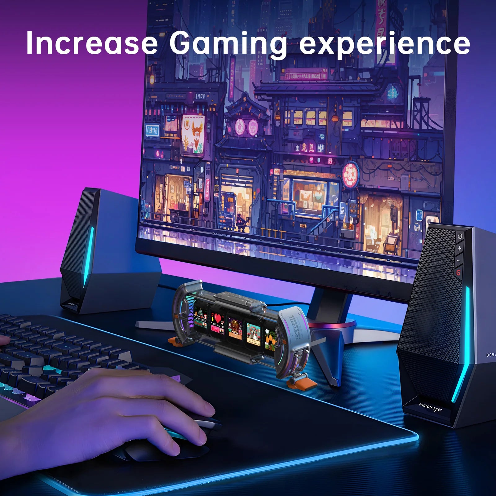 Divoom Times Gate - Cyberpunk Gaming Setup Digital Clock with Smart APP Control, WiFi Connect, RGB LED Display,.