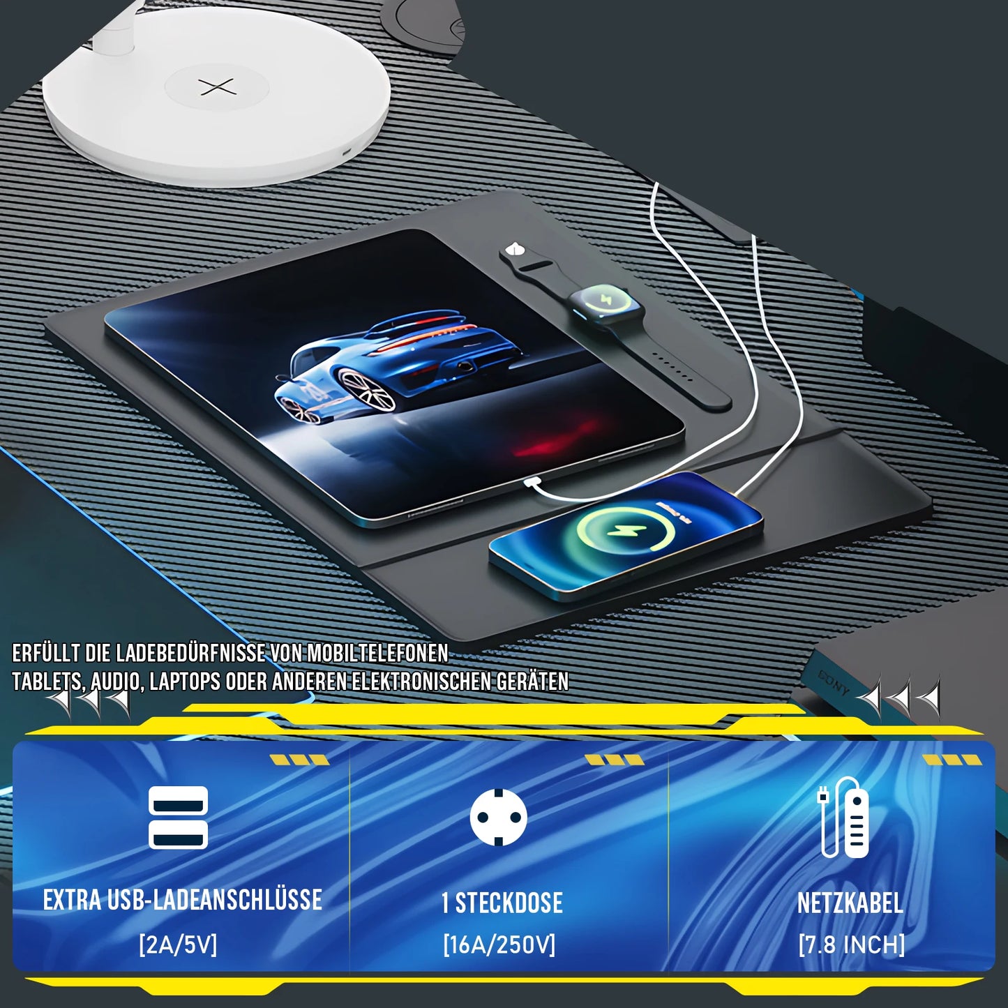 COMHOMA Schreibtisch Gaming Tisch mit Regal, Eckschreibtisch mit USB-Ladeanschluss und Steckdose, 120cm Computertisch L Form, PC