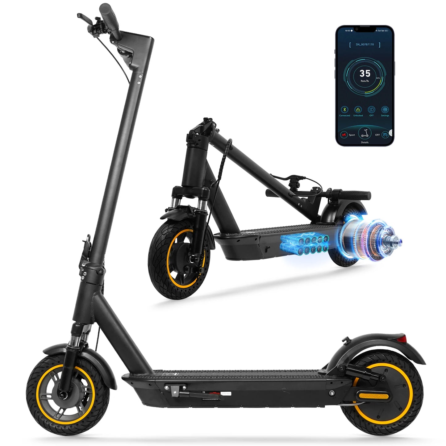 2025 Upgrate AOVOPRO Smart APP Electric Scooter 350W/500W Powerful Motor 36V/42V 25-45KM  Range Adults EScooter with Dual Brake