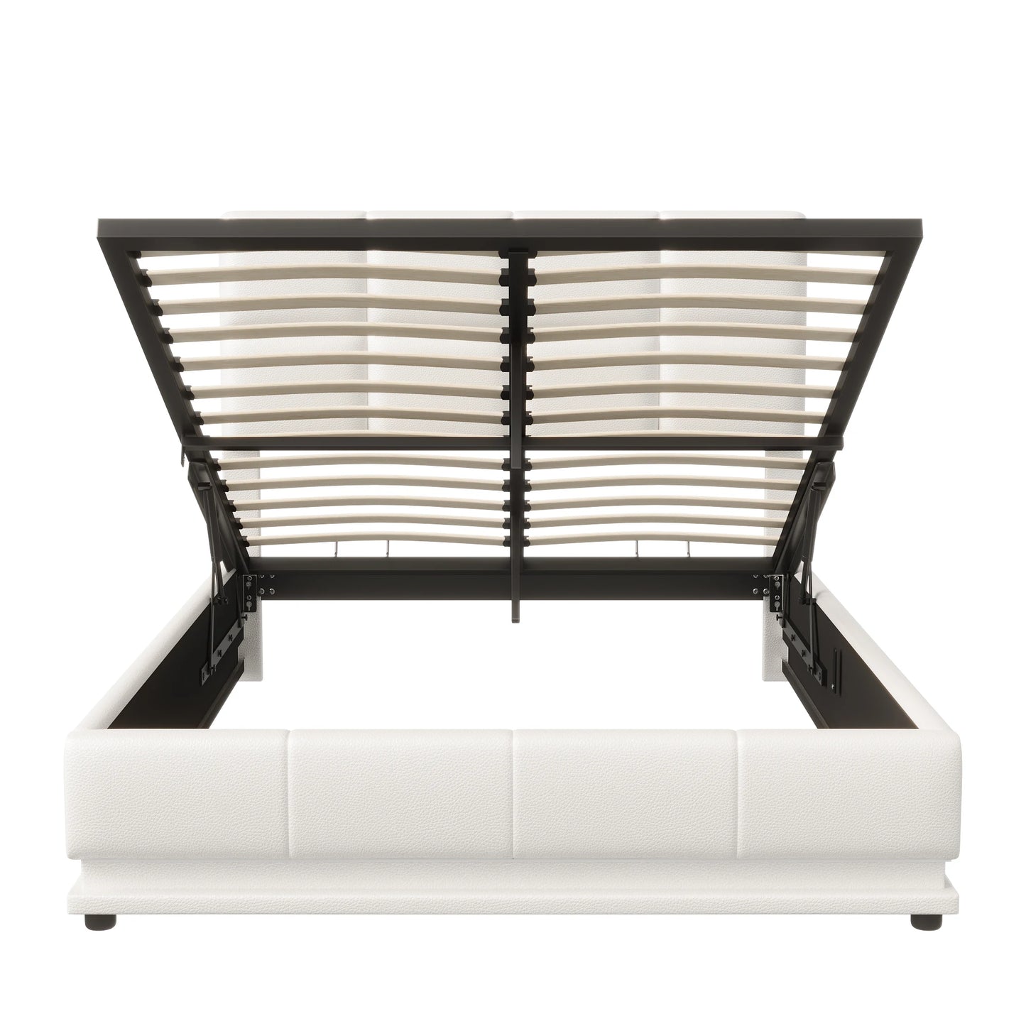 Rosahqnda Hydraulischer Doppelbettrahmen 140*190cm mit LED, Verstellbares Kopfteil, Stauraumbett 140*200cm, Polsterbett, PU