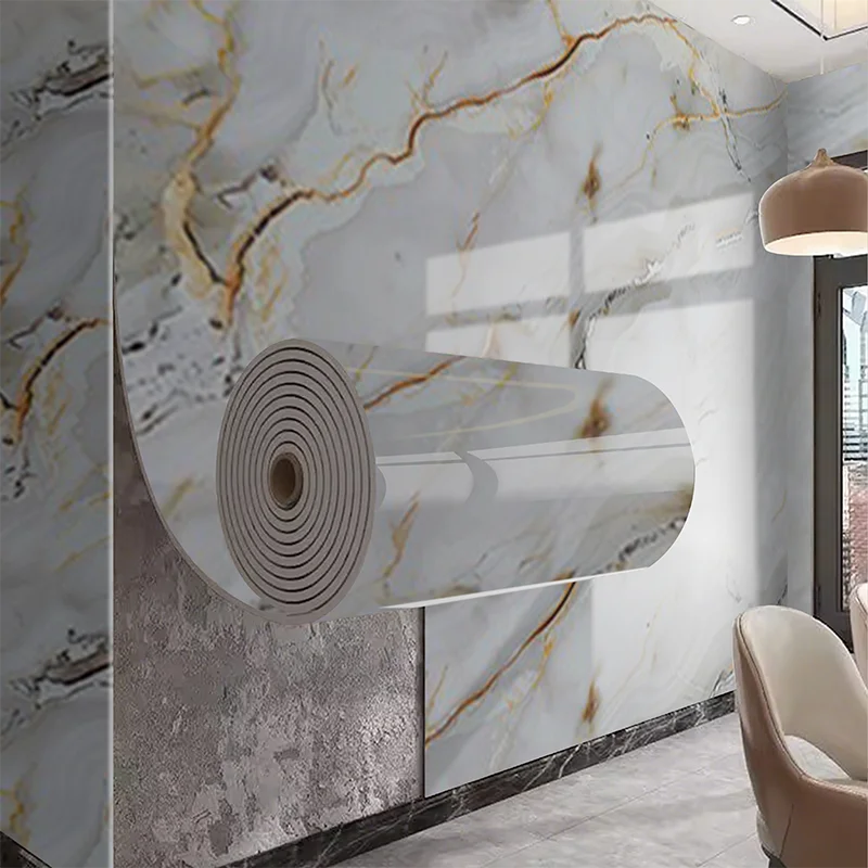 Marble imitation ceramic tile waterproof self-adhesive PVC wall sticker for living room kitchen bedroom decoration stickers