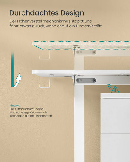 SONGMICS Höhenverstellbarer Schreibtisch elektrisch, 70 x 160 x (72-120) cm, Verstellbarer Tisch, Memory-Funktion für 4 Höhen