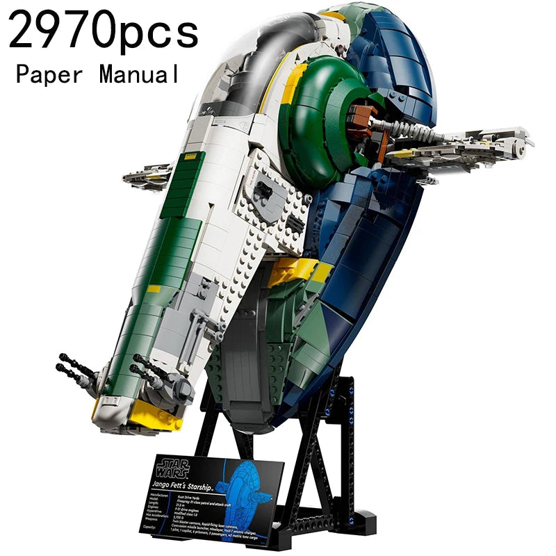 2970pieces Green Starship Model Building Block DIY Assemble Brick Toys Collection For Kids Adults Gift Compatible With Set 75409.