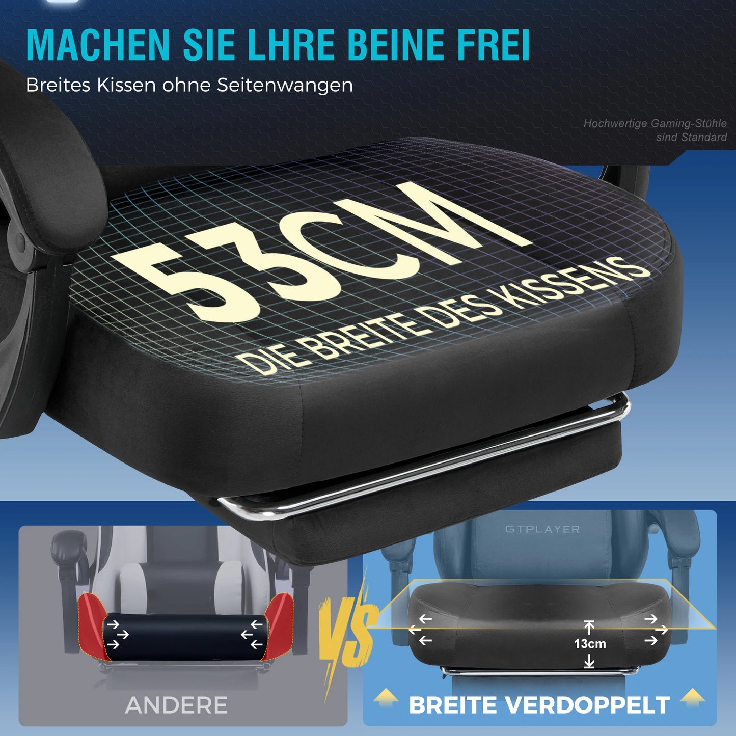 GTPLAYER Gaming Stuhl, Atmungsaktiver Bürostuhl, Bürostuhl Ergonomisch, Hochwertiger - Stoff, Ergonomischer PC Stuhl