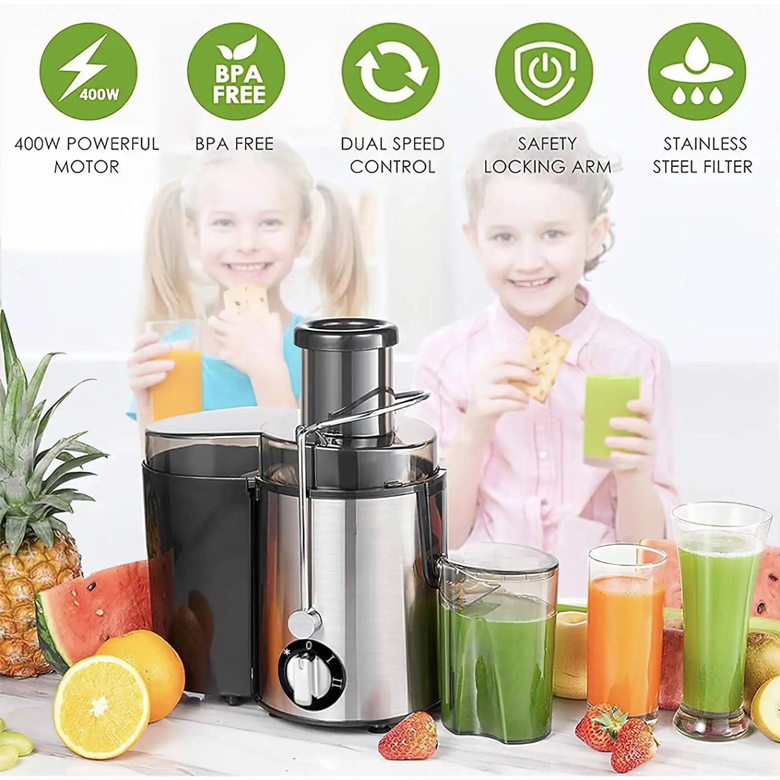 400W Electric Juicer Machine Juicer Wide fall for Whole Fruit Juicer Juicer vegables Fruit mix Blender with boot.