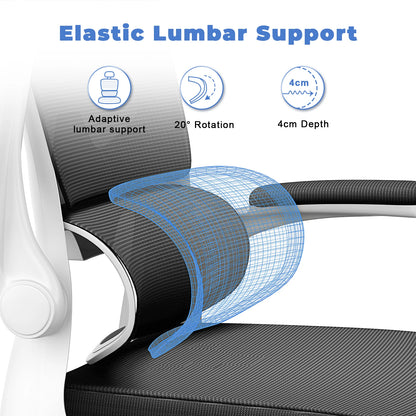 Ergonomic Office Chair Desk Chair with Folding Armrests Height-Adjustable Breathable Backrest Swivel Gaming Chair