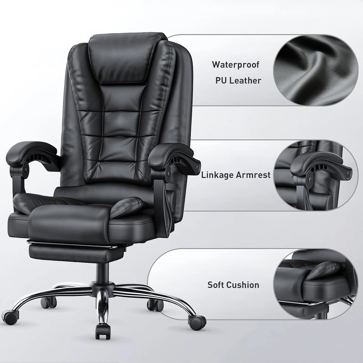 Executive Office Chair with Footrest High Back Desk Chair Ergonomic Recliner Computer Chair Gaming Chairs for Home