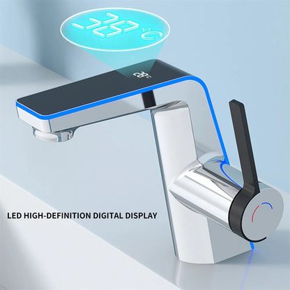 Intelligent LED Digital Display Bathroom Basin Faucet Tap Hot Cold Temperature Sensing Faucet Toilet Bathroom Household Faucet