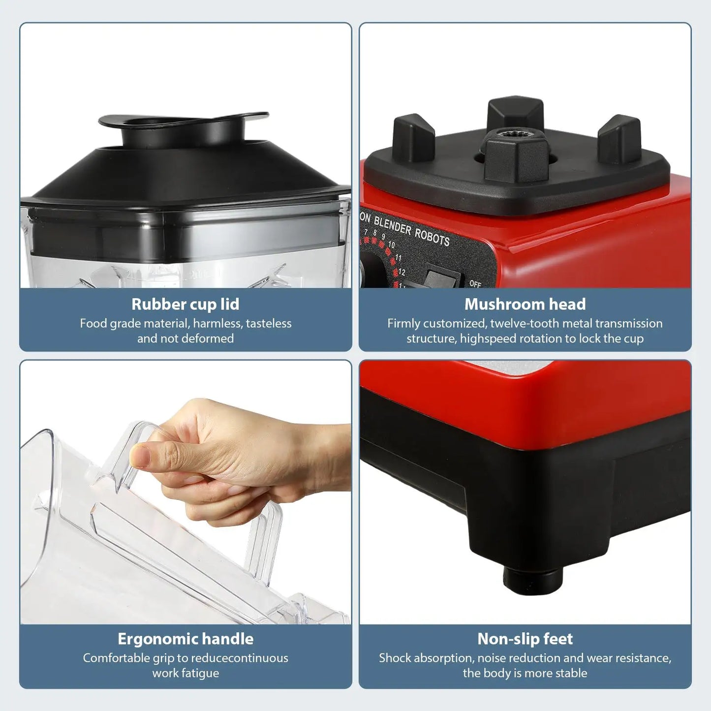 2-in-1 Powerful Blender Table Blenders Food Processor Ice Smoothies for Kitchen High Power Juicer Blender BPA Free.