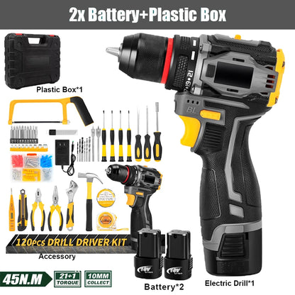 55N.M 10MM 23 + 1 Drehmoment Bürstenlosen Elektrischen Schlagbohrmaschine Metall Ratsche Chuck Akku-bohrschrauber Elektrische Schraubendreher DIY power Tools