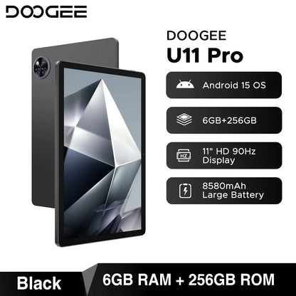 Global Version DOOGEE U11 Pro Android 15 Tablet 30GB(6+24) 256GB 11" HD 90Hz Display 8580mAh Battery Unisoc T7200 Widevine L1