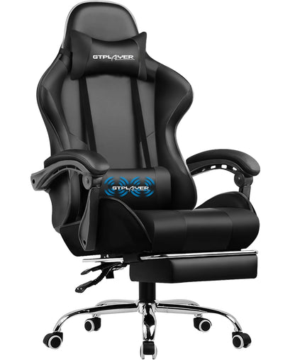 GTPLAYER Gaming Stuhl mit Massage, Ergonomischer Schreibtischstuhl mit Fußstütze, Kopfstütze, Drehstuhl für Büro und Gamer